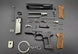 1:3 Beretta 92FS Handgun - Silver miniature model disassembled showing detailed die-cast metal parts and brown grips.