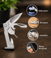 Multitool with bottle opener, box opener, screwdriver, and card pin on a wooden surface.
