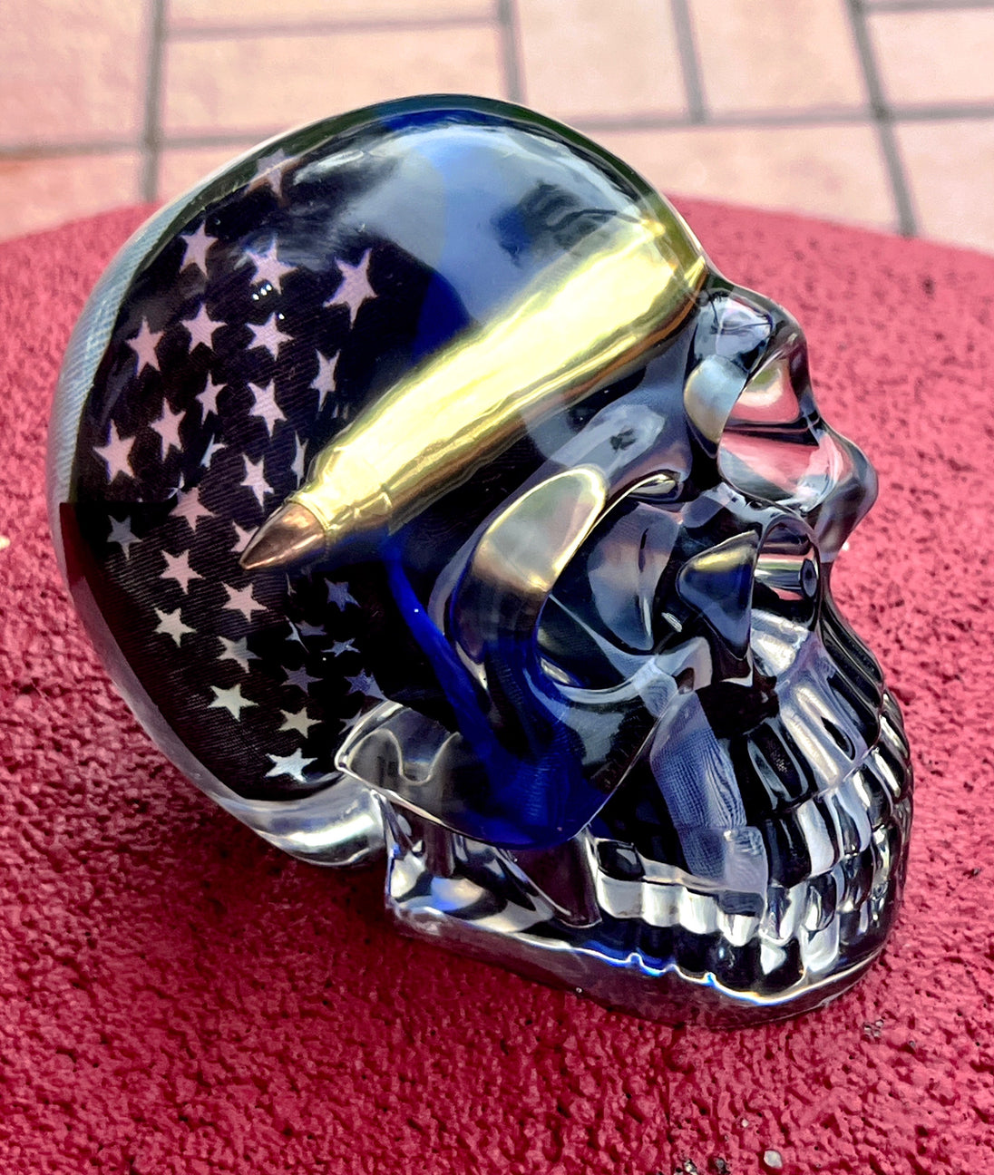 223 Casing USA Thin Blue Line Flag Skull - LEGACY TACTICAL INC