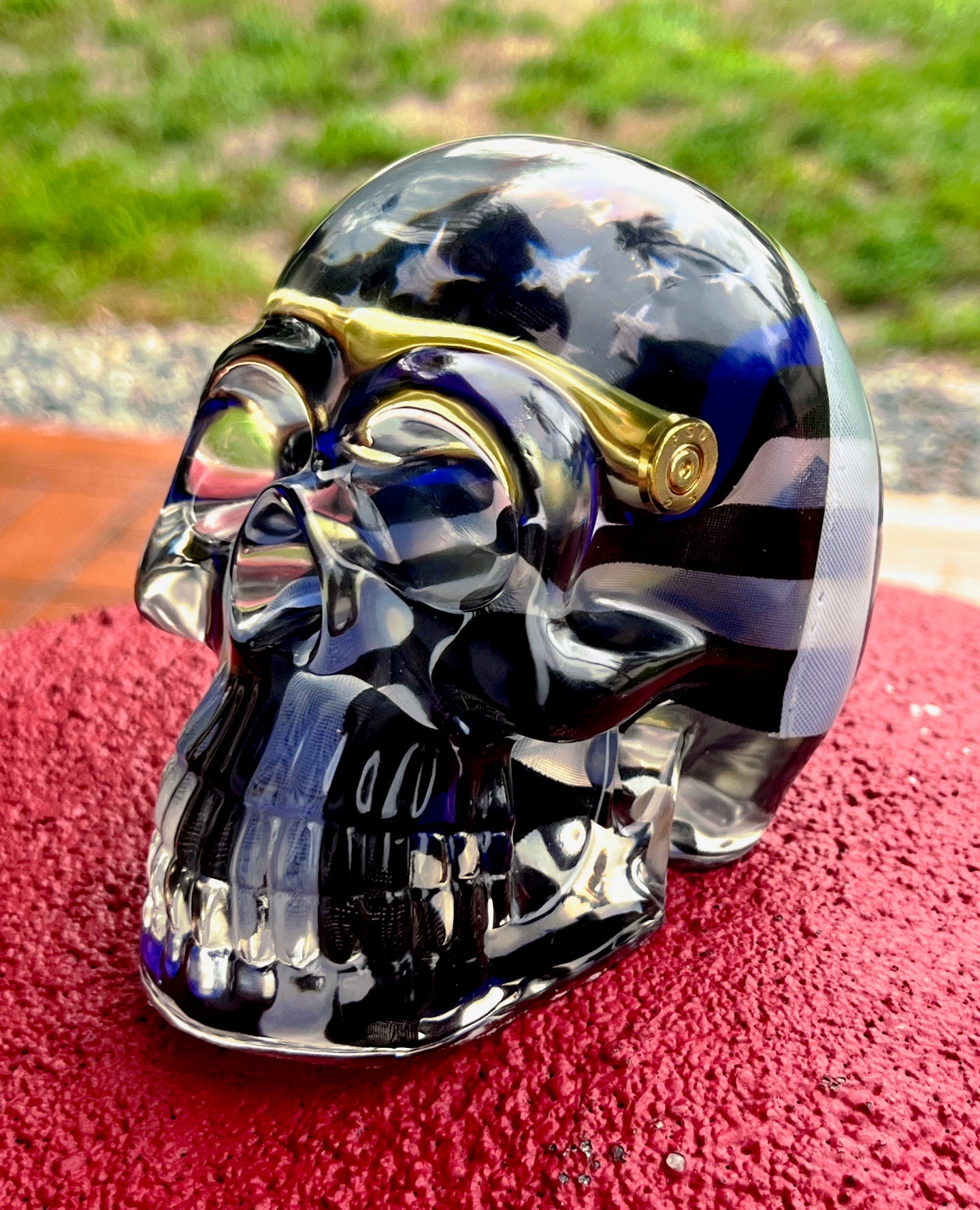 223 Casing USA Thin Blue Line Flag Skull - LEGACY TACTICAL INC