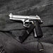 1:3 Beretta 92FS Handgun - Silver miniature model with working slide, safety, and removable magazine on dark fabric background.