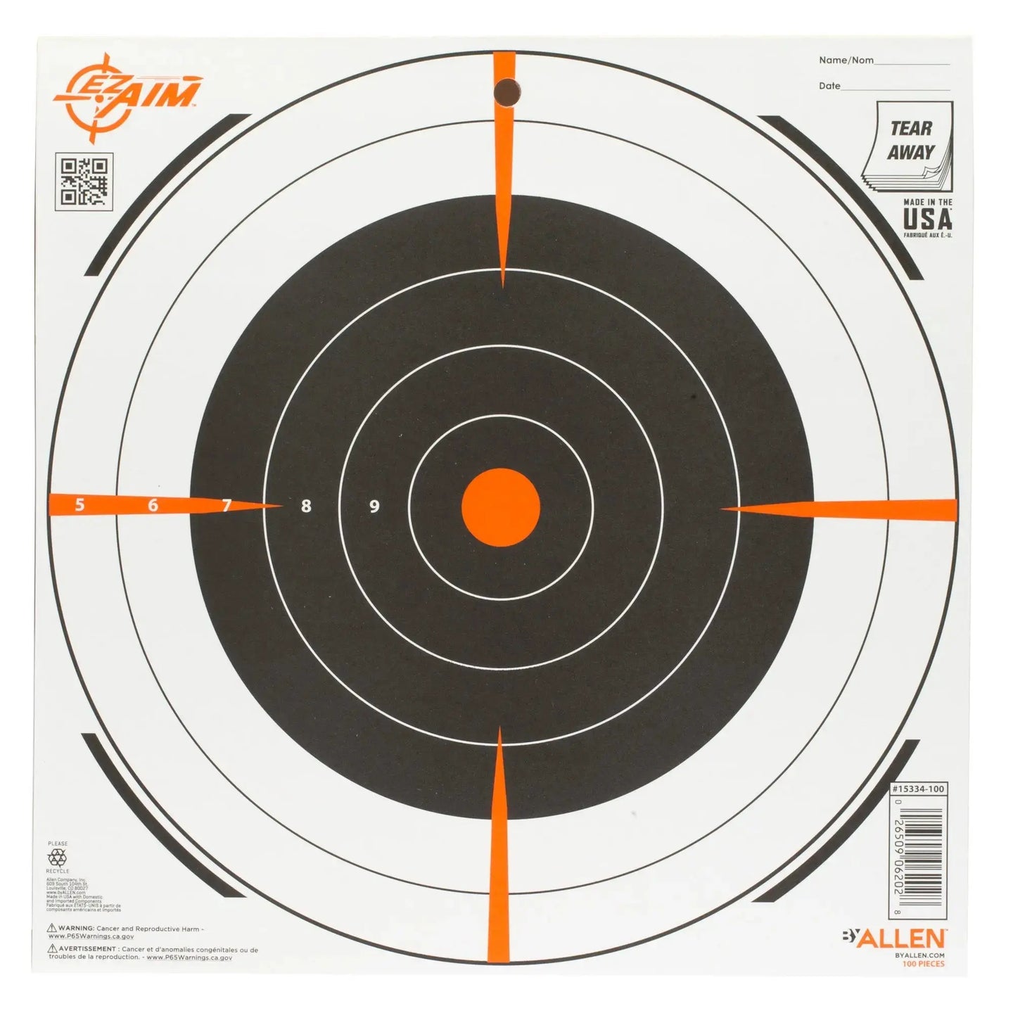 Allen EZ Aim 12x12 Adhesive Bullseye Targets - 100 Pack