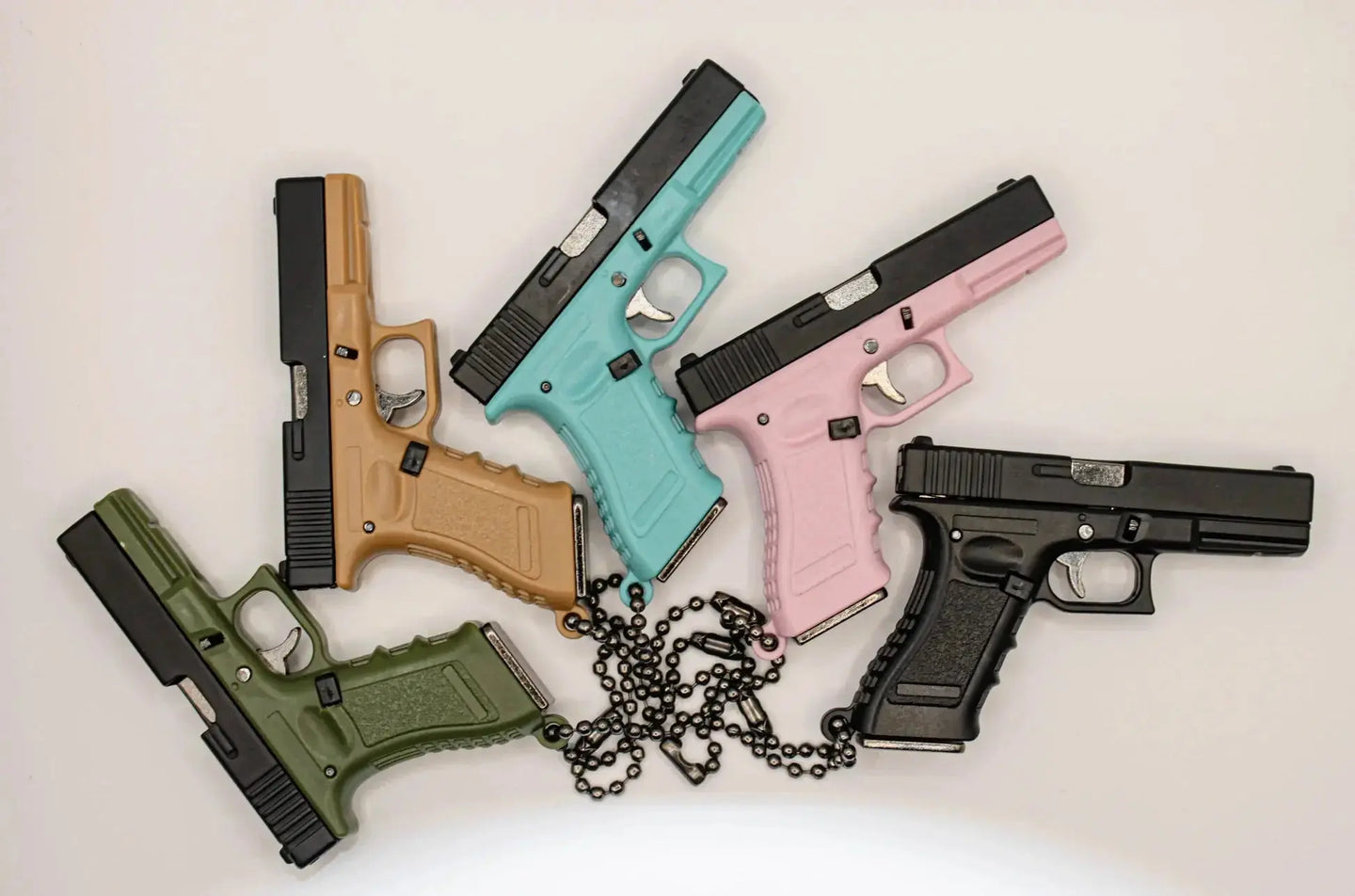 G17 Mini Pistol Keychain – 1:4 Metal (Tan/Black) product image 5