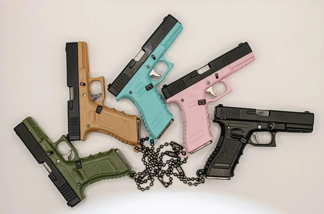 G17 Mini Pistol Keychain – 1:4 Metal (Tan/Black) product image 5