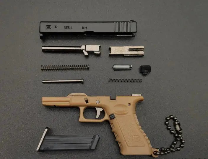 G17 Mini Pistol Keychain – 1:4 Metal (Tan/Black) product image 4
