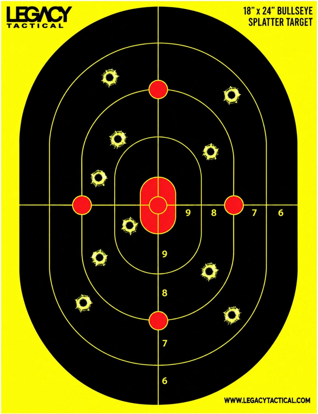 Yellow Splatter Targets with red dots and center bullseye.