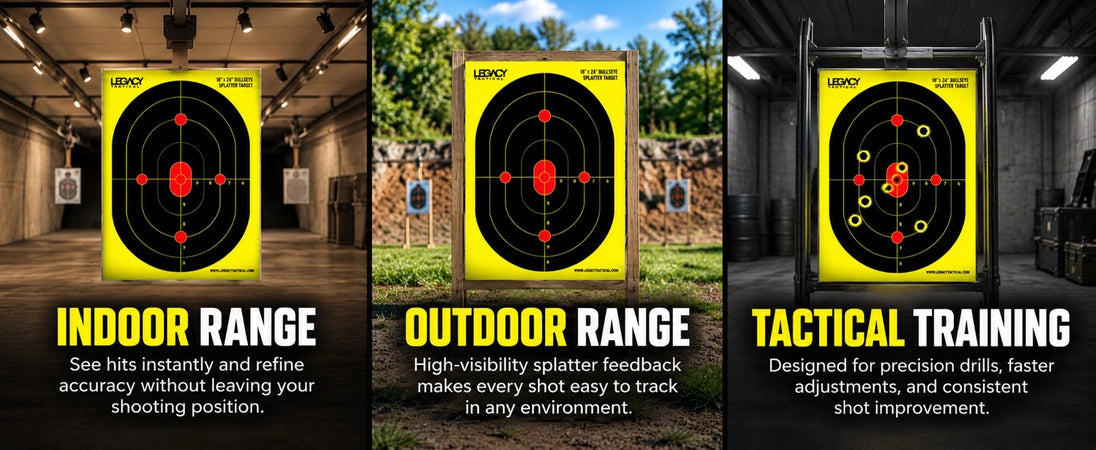 Yellow Splatter target in different range with Splatter dots.